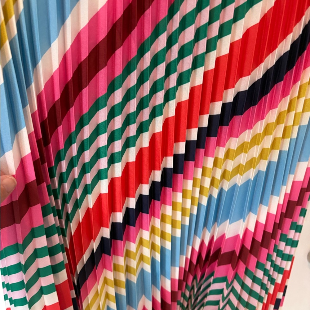 Boden dress NWT 8 V Neck pleated midi dress Multicolor Striped, gorgeous! - Picture 14 of 14